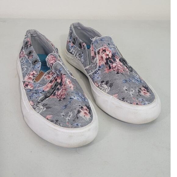 Blowfish Malibu Slip On Tennis Shoes Womens 7.5 Floral Zipper Accents Fun Shoes - Picture 3 of 9